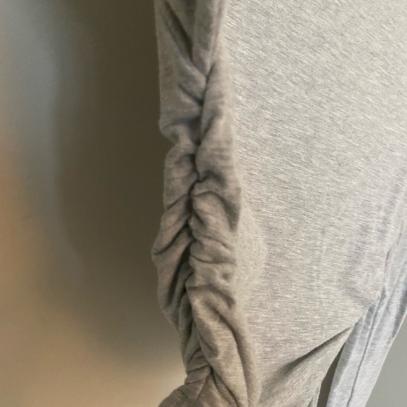 Grey Jersey Ruched Side Long Sleeve Crop Top - Picture 3 of 4